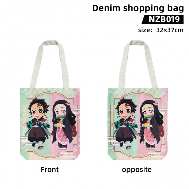 Demon Slayer Kimets Anime denim shopping bag handbag 32X37CM NZB019