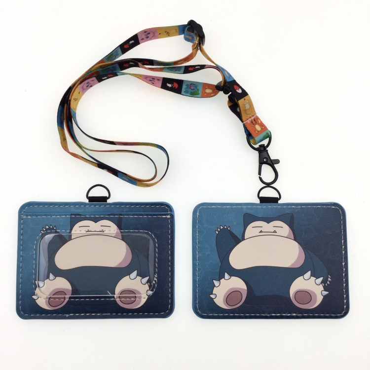 Pokemon PU leather storage card holder hanging rope two-piece set bus card holder 10X7.5CM 35g price for 5 pcs K-193