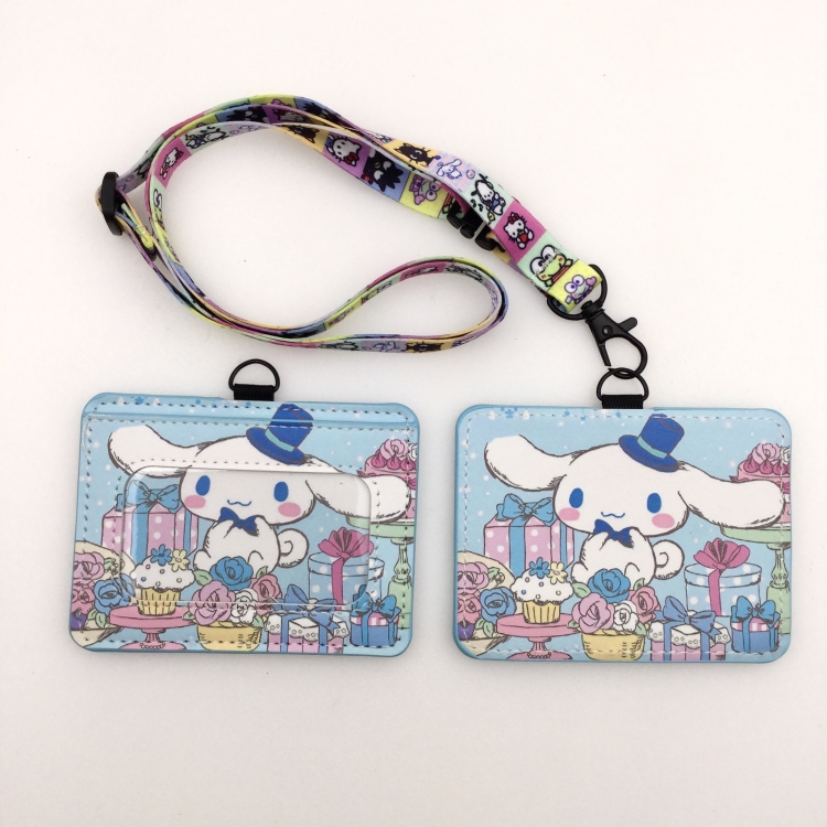 Cinnamoroll PU leather storage card holder hanging rope two-piece set bus card holder 10X7.5CM 35g price for 5 pcs  K-21