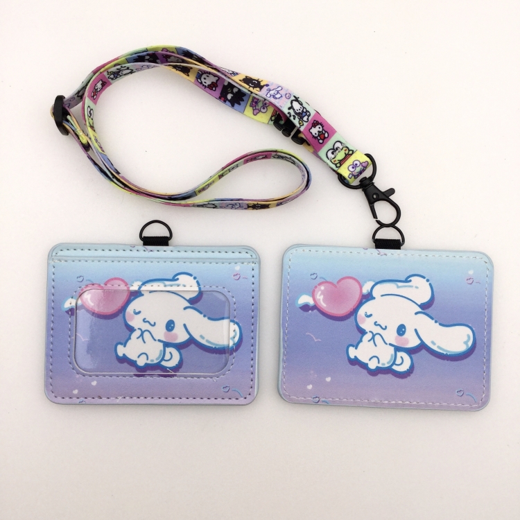 Cinnamoroll PU leather storage card holder hanging rope two-piece set bus card holder 10X7.5CM 35g price for 5 pcs K-220