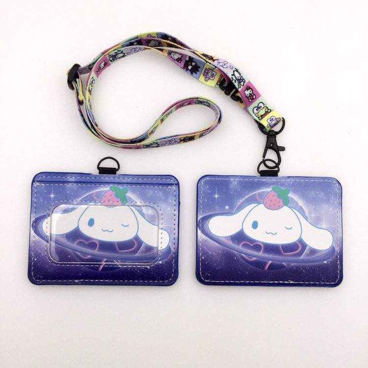 Cinnamoroll PU leather storage card holder hanging rope two-piece set bus card holder 10X7.5CM 35g price for 5 pcs  K-22