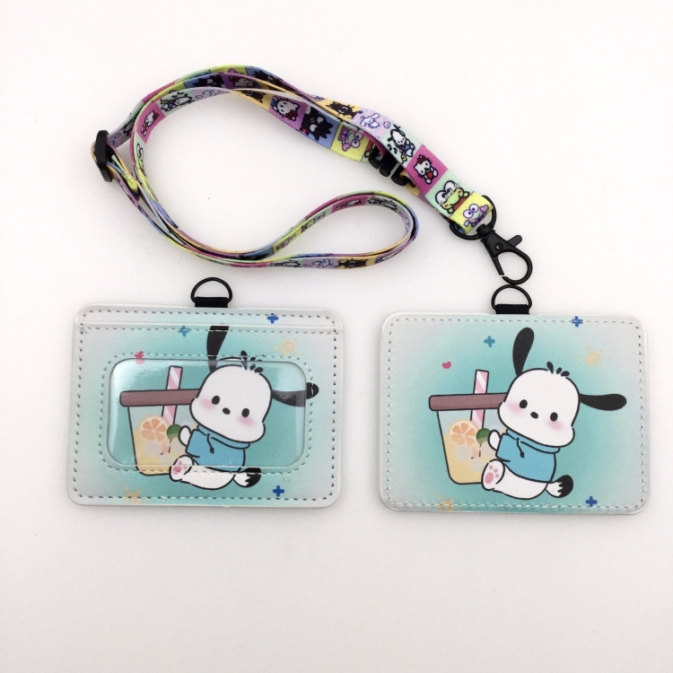 sanrio PU leather storage card holder hanging rope two-piece set bus card holder 10X7.5CM 35g price for 5 pcs  K-01