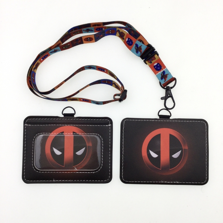 Iron Man PU leather storage card holder hanging rope two-piece set bus card holder 10X7.5CM 35g price for 5 pcs K-117