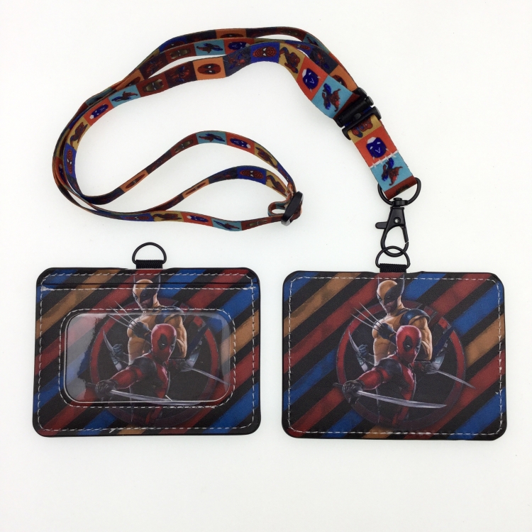 Iron Man PU leather storage card holder hanging rope two-piece set bus card holder 10X7.5CM 35g price for 5 pcs