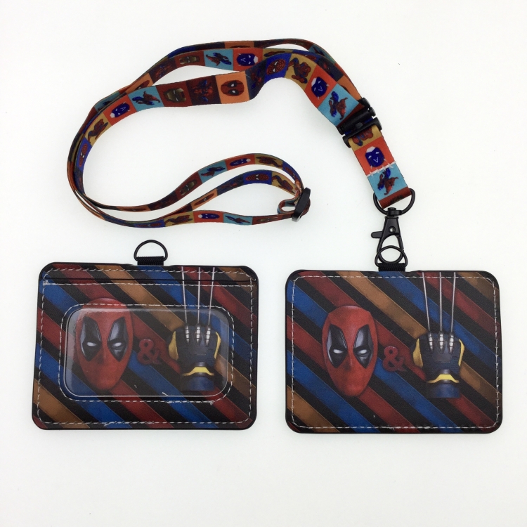 Iron Man PU leather storage card holder hanging rope two-piece set bus card holder 10X7.5CM 35g price for 5 pcs