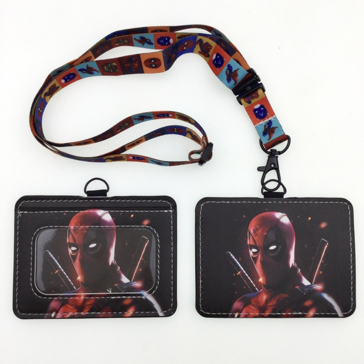 Iron Man PU leather storage card holder hanging rope two-piece set bus card holder 10X7.5CM 35g price for 5 pcs