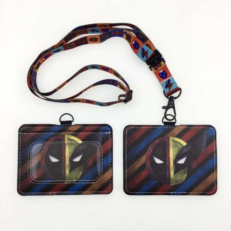 Iron Man PU leather storage card holder hanging rope two-piece set bus card holder 10X7.5CM 35g price for 5 pcs