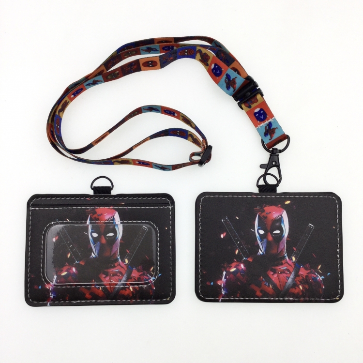 Iron Man PU leather storage card holder hanging rope two-piece set bus card holder 10X7.5CM 35g price for 5 pcs