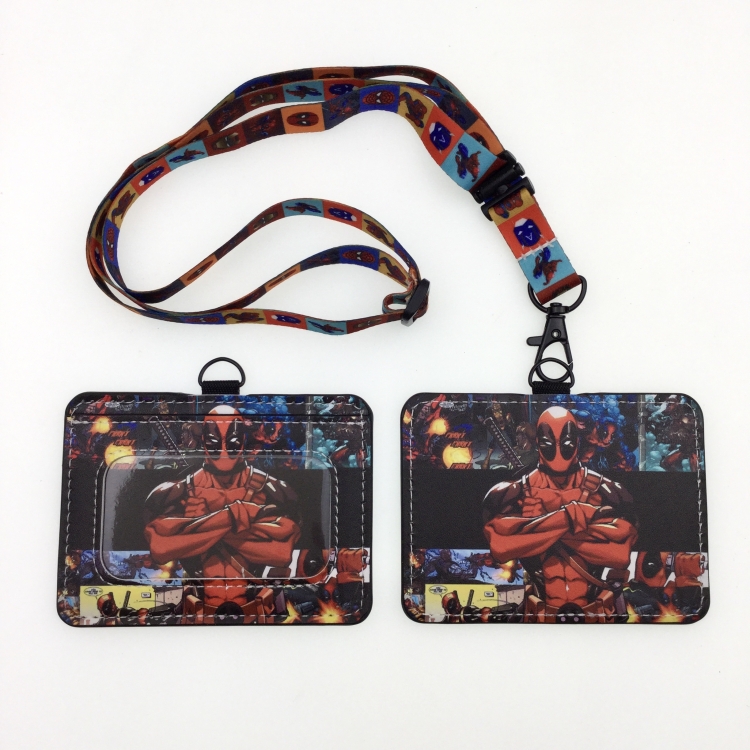 Iron Man PU leather storage card holder hanging rope two-piece set bus card holder 10X7.5CM 35g price for 5 pcs