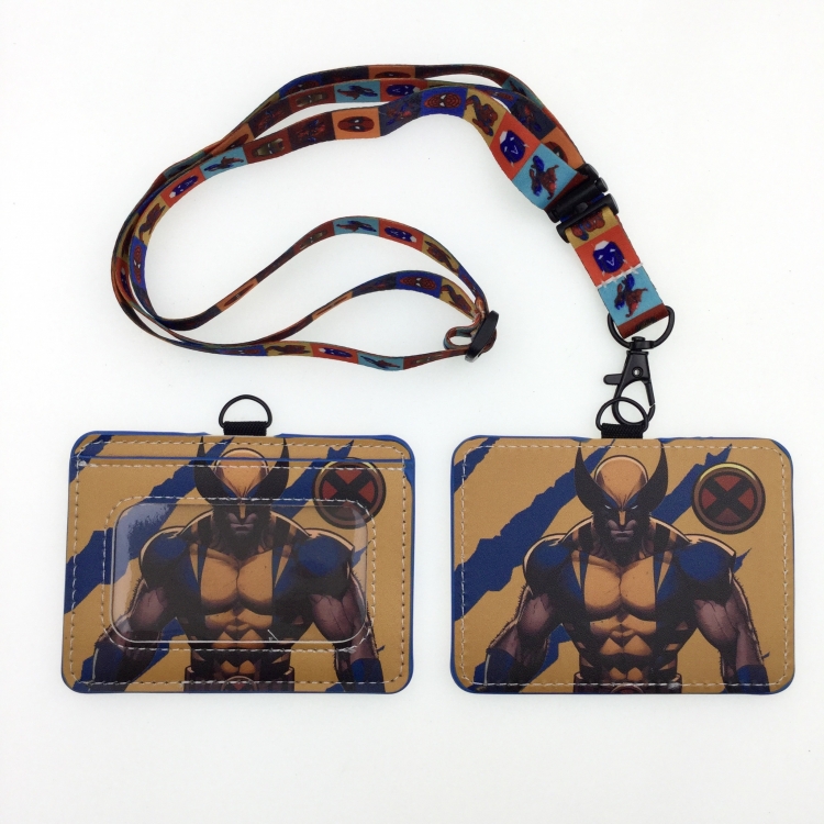 Iron Man PU leather storage card holder hanging rope two-piece set bus card holder 10X7.5CM 35g price for 5 pcs