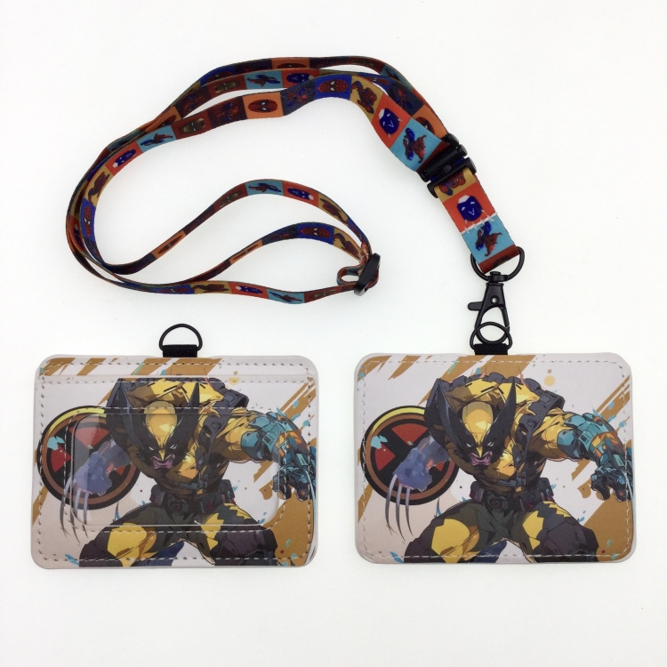 Iron Man PU leather storage card holder hanging rope two-piece set bus card holder 10X7.5CM 35g price for 5 pcs