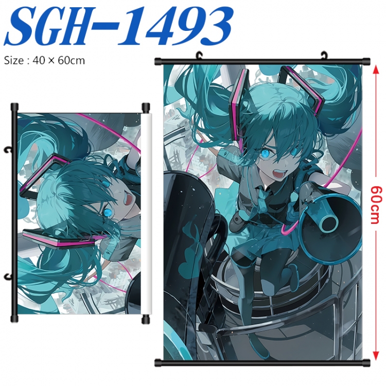 Hatsune Miku Anime digital printed pole style hanging picture Wall Scroll 40x60cm SGH-1493