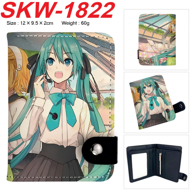 Hatsune Miku Anime vertical button folding wallet 12X9.5X2CM 60g  SKW-1822