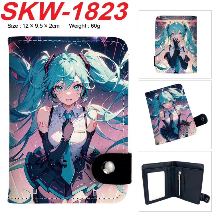 Hatsune Miku Anime vertical button folding wallet 12X9.5X2CM 60g SKW-1823