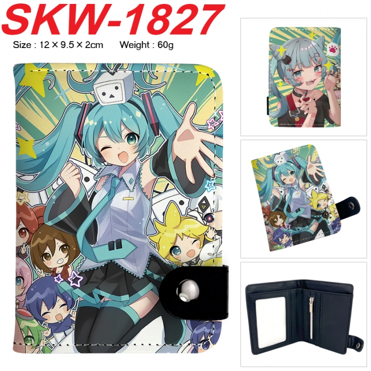 Hatsune Miku Anime vertical button folding wallet 12X9.5X2CM 60g  SKW-1827