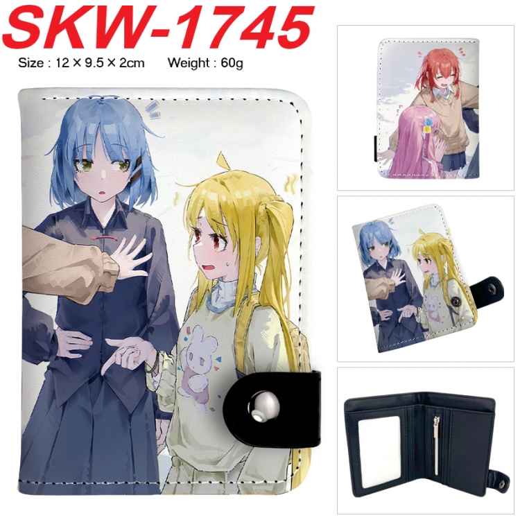 BOCCHI THE ROCK! Anime vertical button folding wallet 12X9.5X2CM 60g  SKW-1745