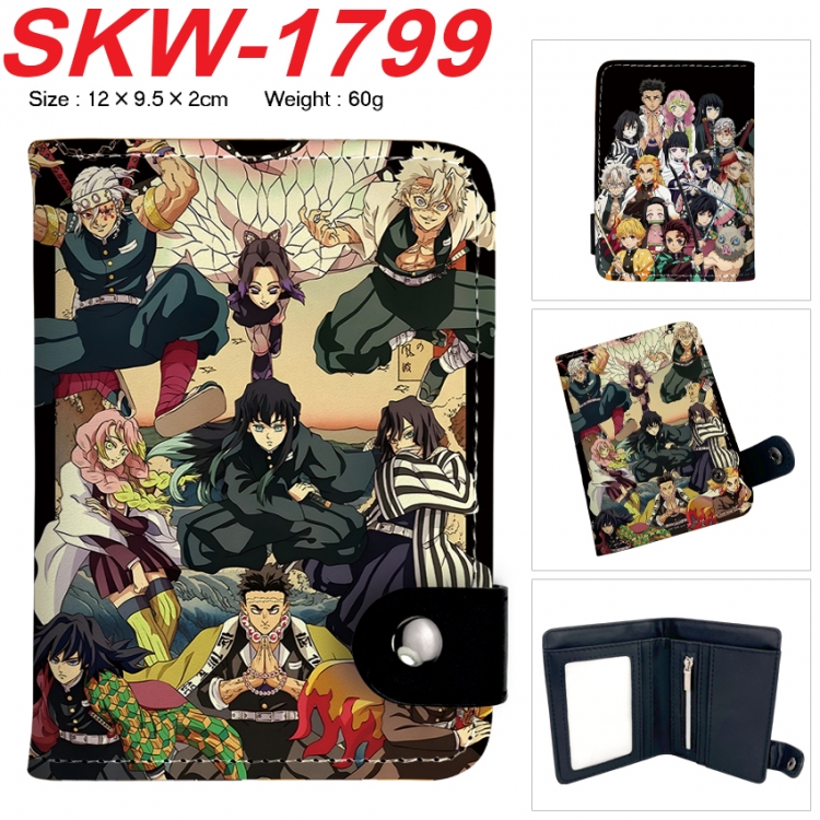 Demon Slayer Kimets Anime vertical button folding wallet 12X9.5X2CM 60g  SKW-1799