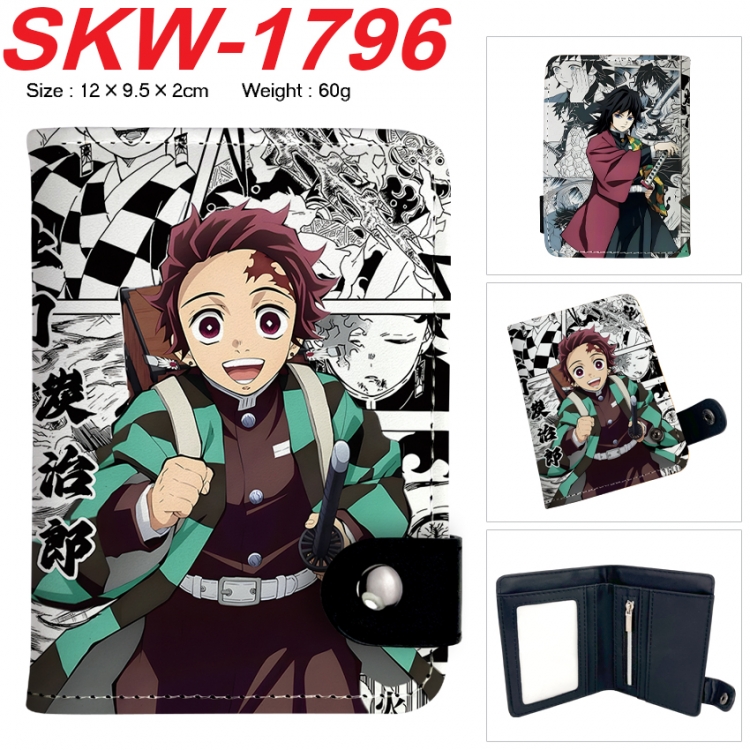 Demon Slayer Kimets Anime vertical button folding wallet 12X9.5X2CM 60g  SKW-1796