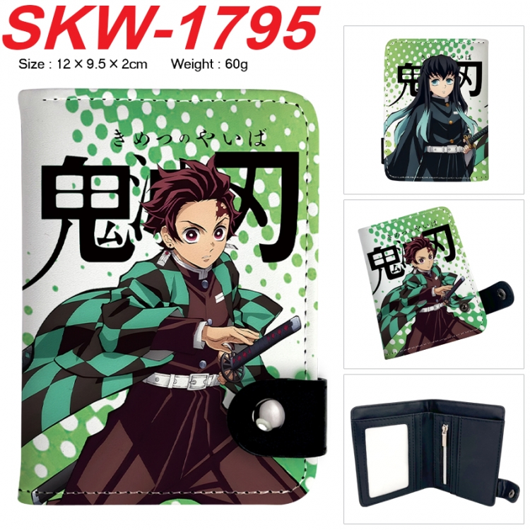 Demon Slayer Kimets Anime vertical button folding wallet 12X9.5X2CM 60g  SKW-1795