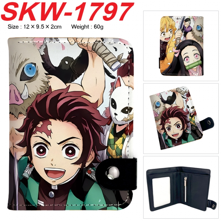 Demon Slayer Kimets Anime vertical button folding wallet 12X9.5X2CM 60g SKW-1797