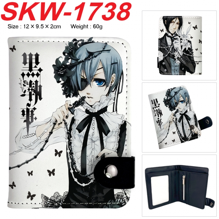 Kuroshitsuji Anime vertical button folding wallet 12X9.5X2CM 60g  SKW-1738