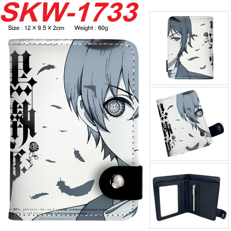 Kuroshitsuji Anime vertical button folding wallet 12X9.5X2CM 60g SKW-1733