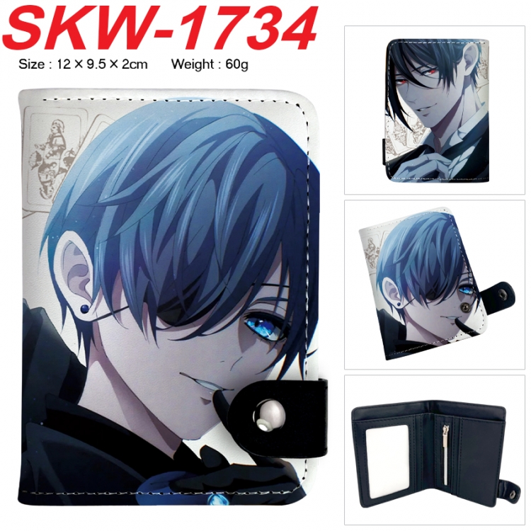 Kuroshitsuji Anime vertical button folding wallet 12X9.5X2CM 60g  SKW-1734