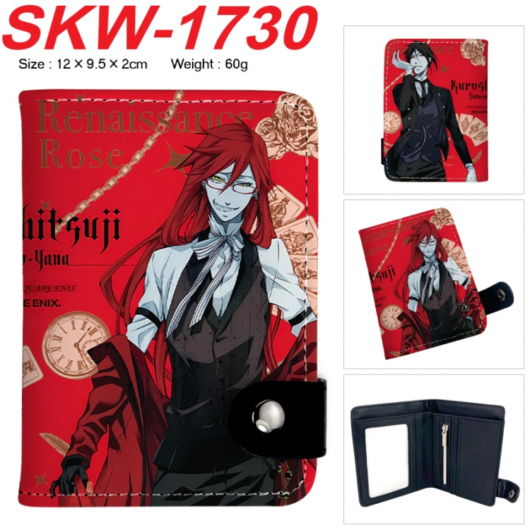 Kuroshitsuji Anime vertical button folding wallet 12X9.5X2CM 60g  SKW-1730