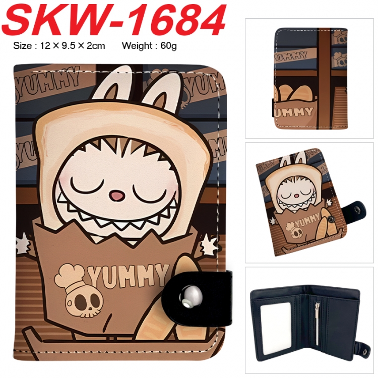 Labubu Anime vertical button folding wallet 12X9.5X2CM 60g  SKW-1684