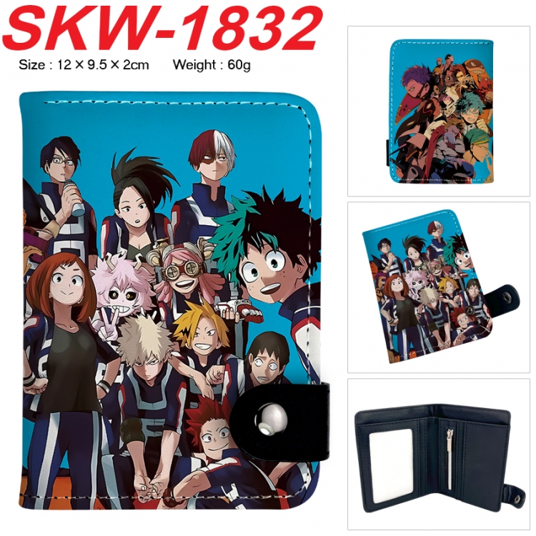 My Hero Academia Anime vertical button folding wallet 12X9.5X2CM 60g  SKW-1832