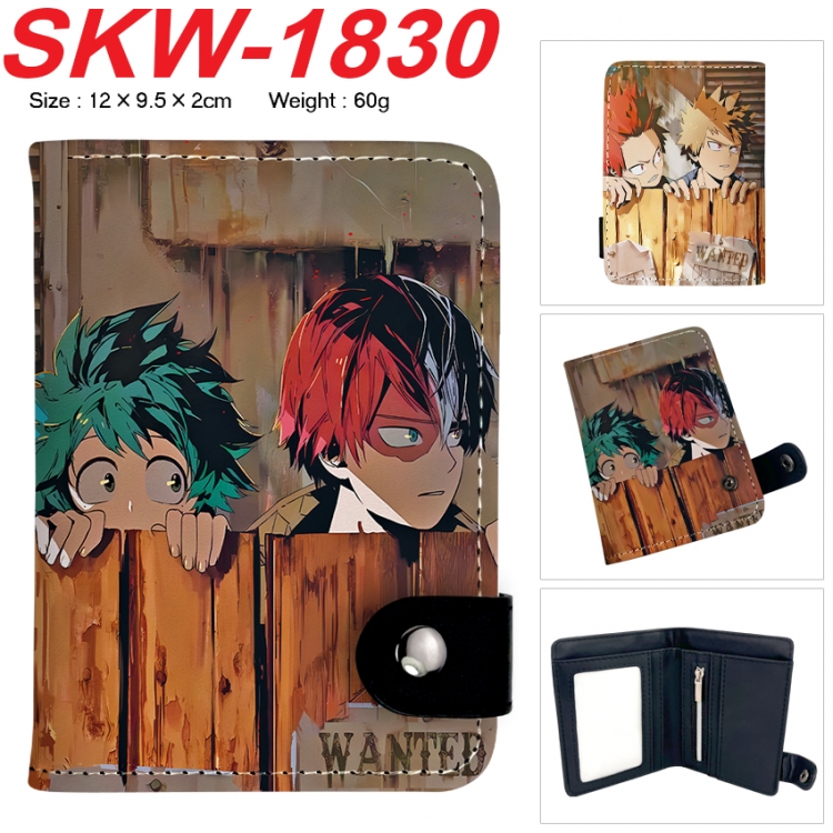 My Hero Academia Anime vertical button folding wallet 12X9.5X2CM 60g  SKW-1830