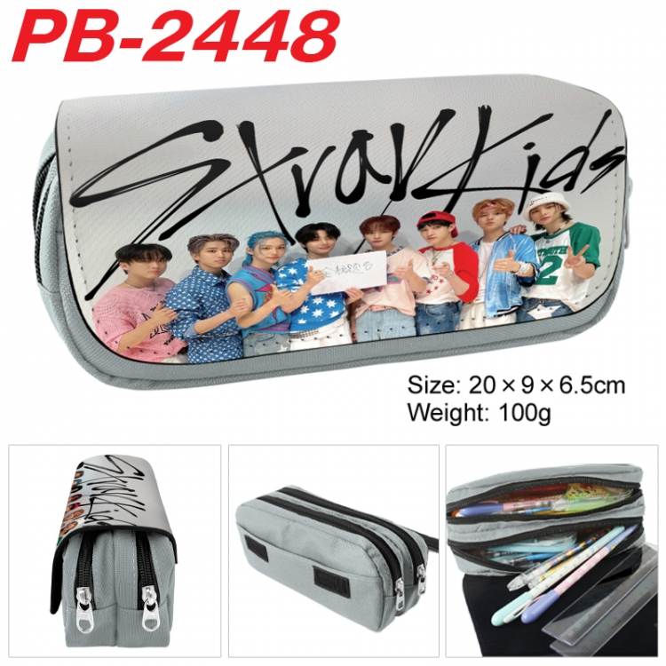 straykids Anime double-layer pu leather printing pencil case 20x9x6.5cm  PB-2448