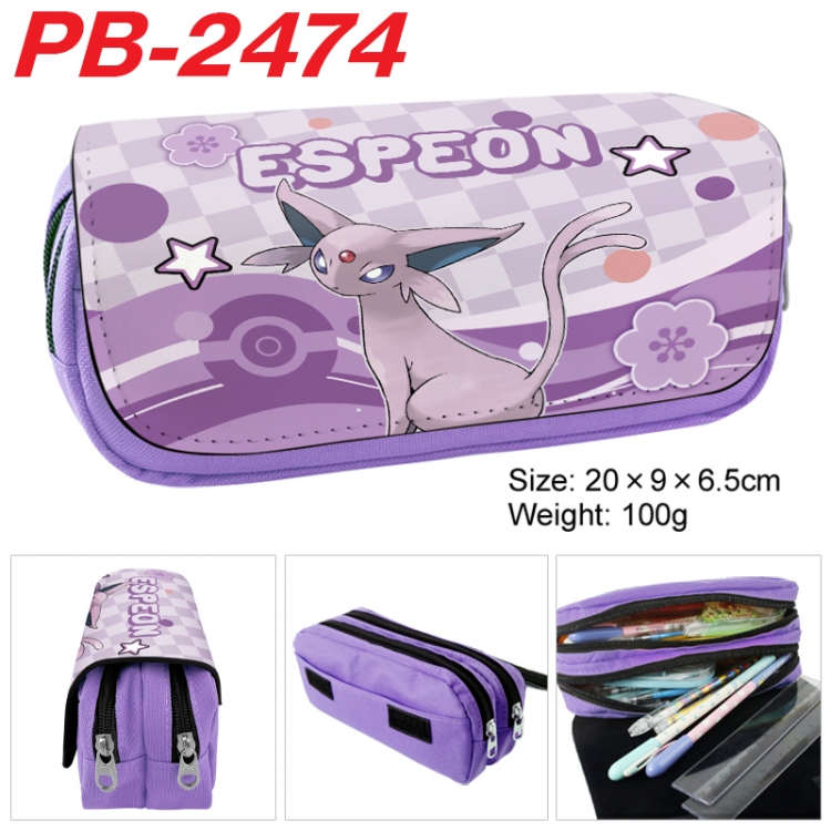 Pokemon Anime double-layer pu leather printing pencil case 20x9x6.5cm  PB-2474