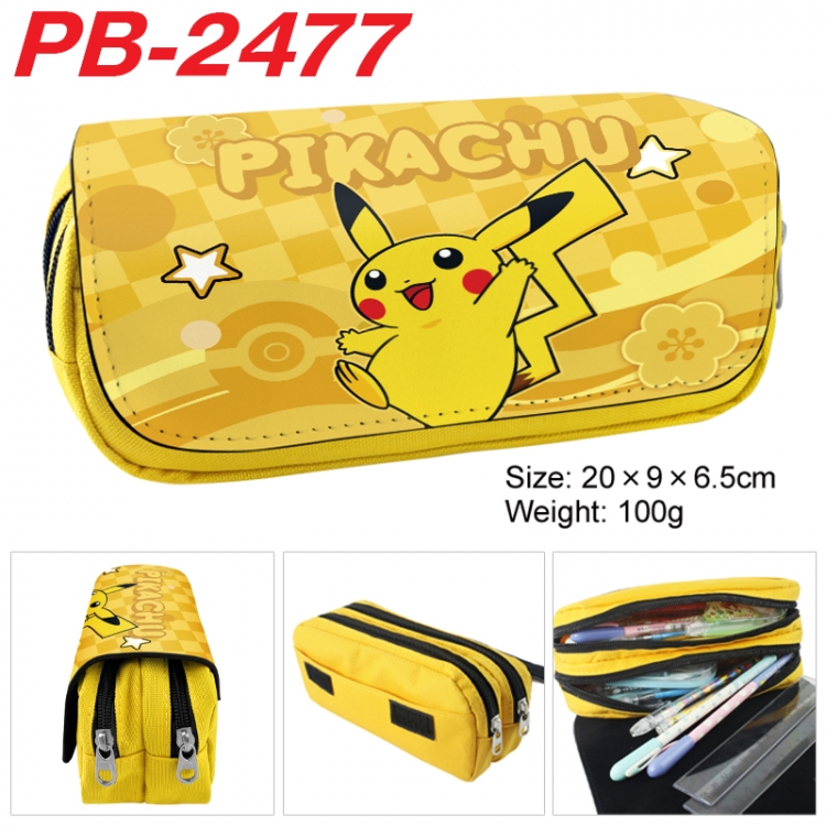 Pokemon Anime double-layer pu leather printing pencil case 20x9x6.5cm PB-2477