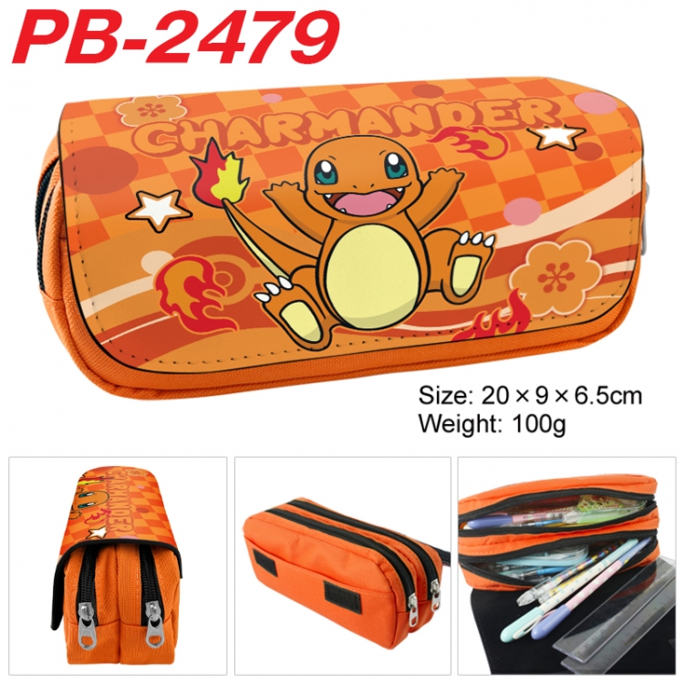 Pokemon Anime double-layer pu leather printing pencil case 20x9x6.5cm  PB-2479