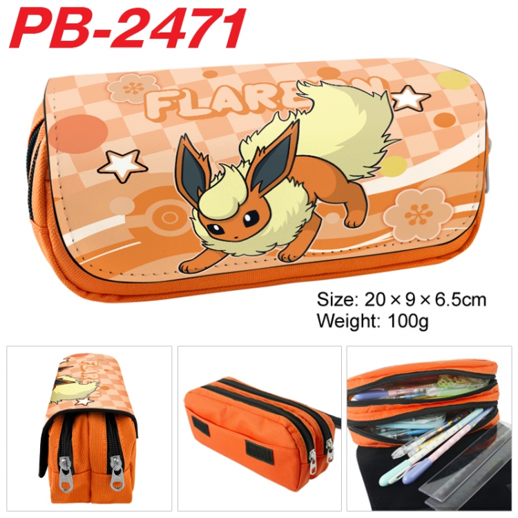 Pokemon Anime double-layer pu leather printing pencil case 20x9x6.5cm  PB-2471