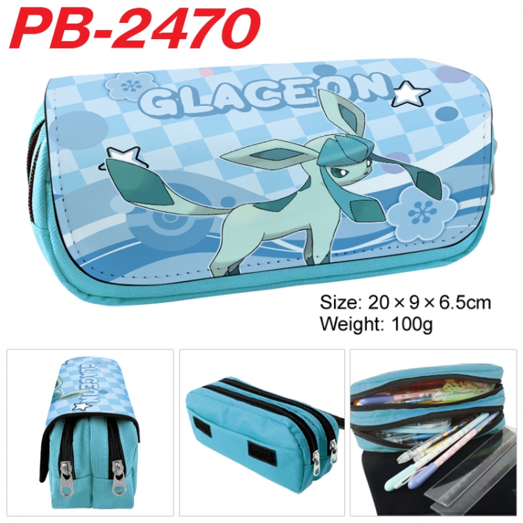 Pokemon Anime double-layer pu leather printing pencil case 20x9x6.5cm PB-2470