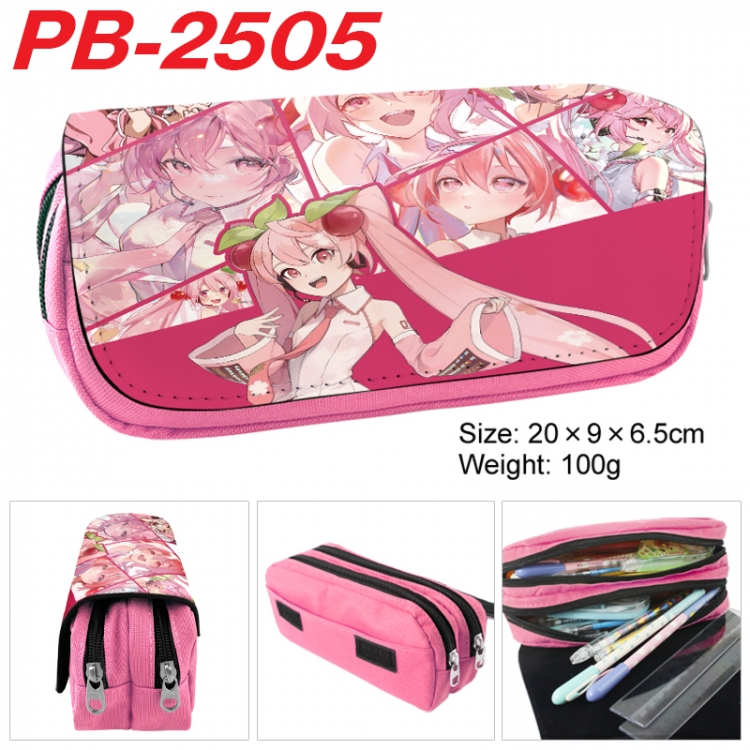 Hatsune Miku Anime double-layer pu leather printing pencil case 20x9x6.5cm PB-2505