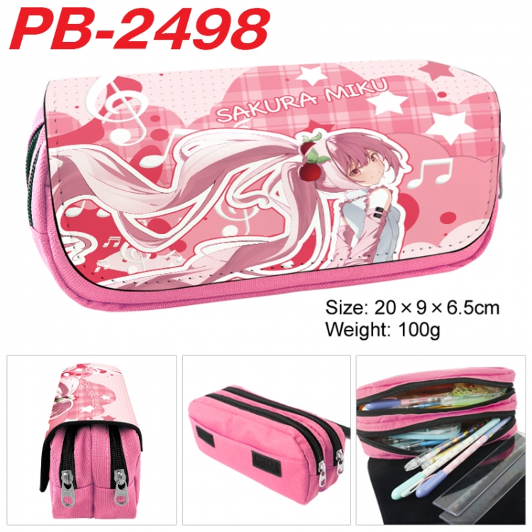 Hatsune Miku Anime double-layer pu leather printing pencil case 20x9x6.5cm PB-2498