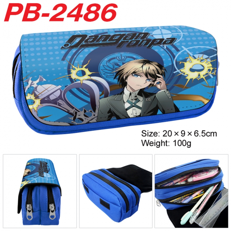 Dangan-Ronpa Anime double-layer pu leather printing pencil case 20x9x6.5cm PB-2486