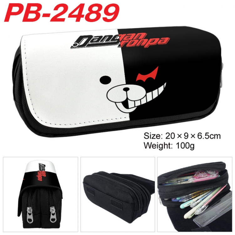 Dangan-Ronpa Anime double-layer pu leather printing pencil case 20x9x6.5cm PB-2489