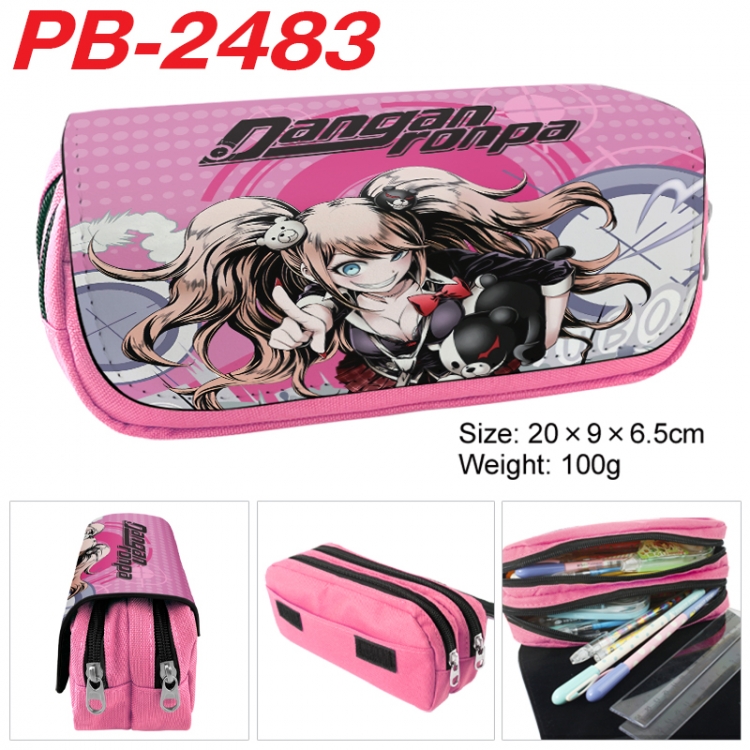 Dangan-Ronpa Anime double-layer pu leather printing pencil case 20x9x6.5cm PB-2483