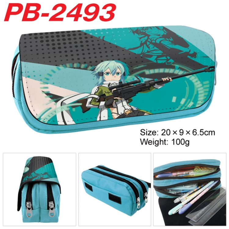 Sword Art Online Anime double-layer pu leather printing pencil case 20x9x6.5cm PB-2493