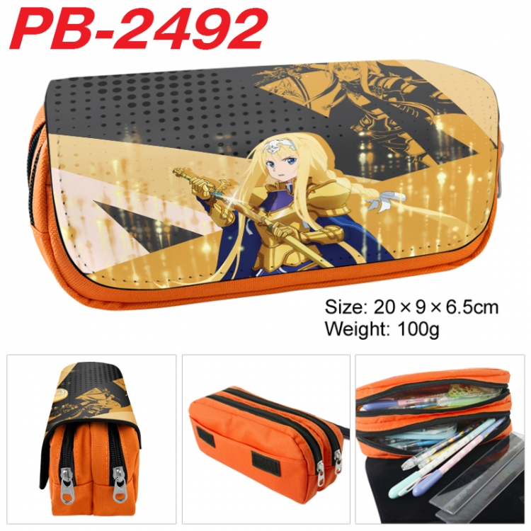 Sword Art Online Anime double-layer pu leather printing pencil case 20x9x6.5cm PB-2492