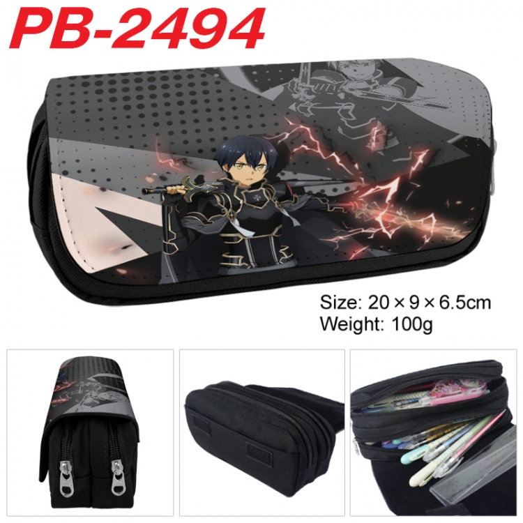 Sword Art Online Anime double-layer pu leather printing pencil case 20x9x6.5cm  PB-2494