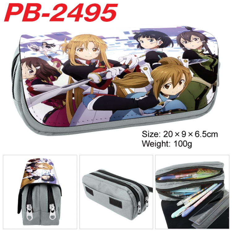 Sword Art Online Anime double-layer pu leather printing pencil case 20x9x6.5cm PB-2495