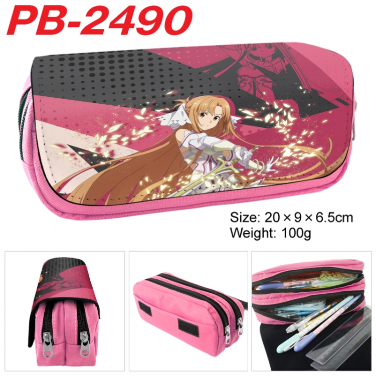 Sword Art Online Anime double-layer pu leather printing pencil case 20x9x6.5cm PB-2490