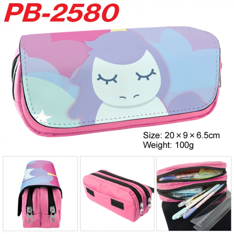 Unicorn Anime double-layer pu leather printing pencil case 20x9x6.5cm PB-2580