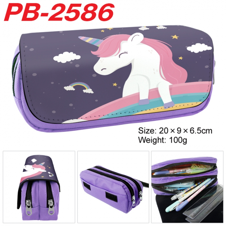 Unicorn Anime double-layer pu leather printing pencil case 20x9x6.5cm PB-2586