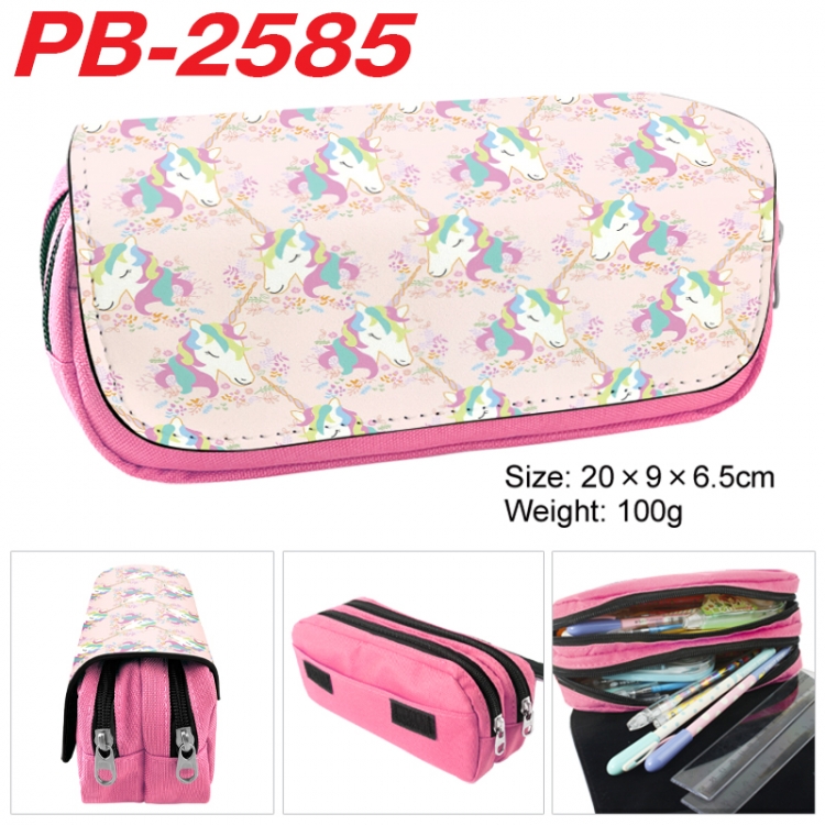 Unicorn Anime double-layer pu leather printing pencil case 20x9x6.5cm  PB-2585